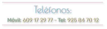 Teléfonos: Móvil: 609 17 29 77 - Tel: 925 84 70 12